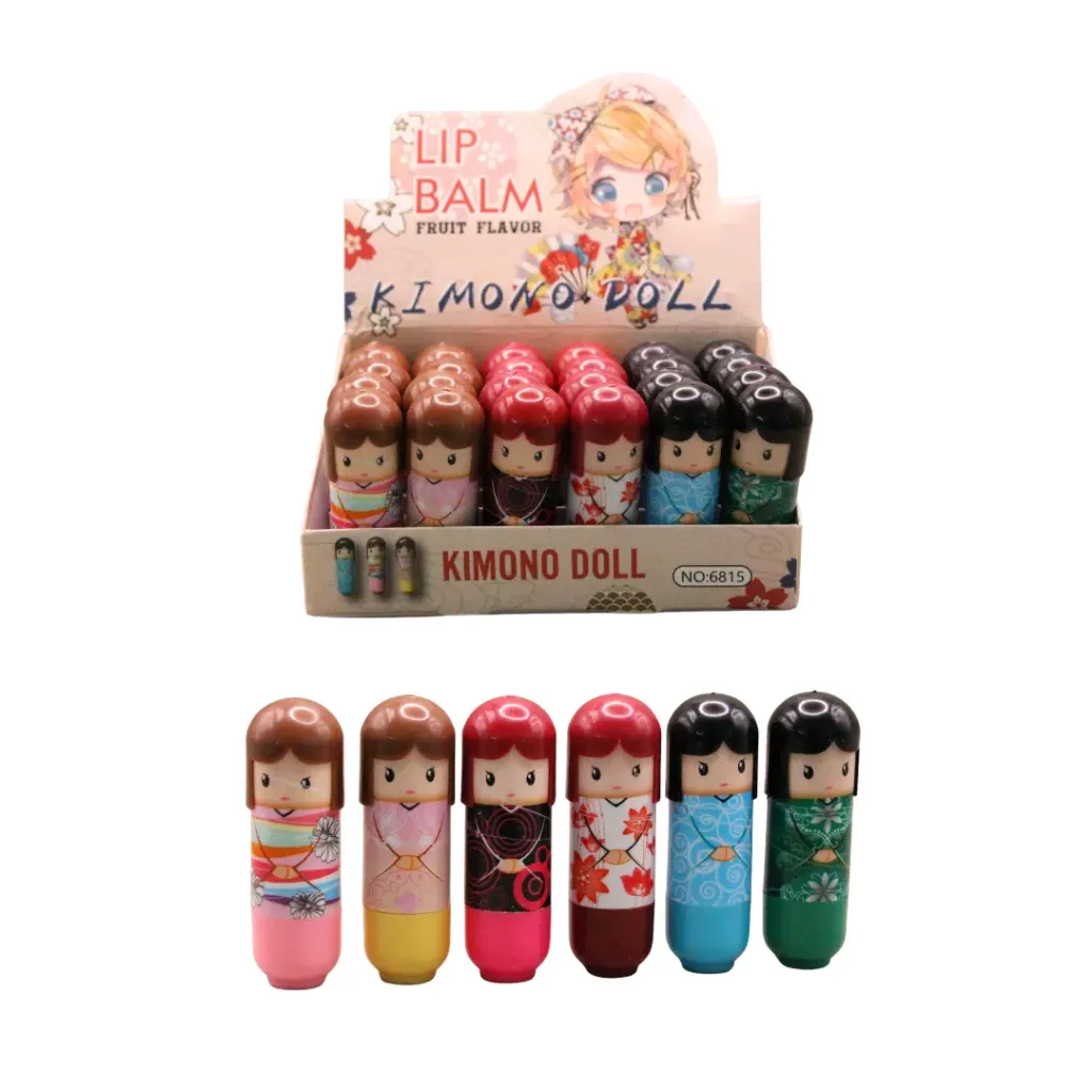 BALSAMO DE LABIOS MAGICO CON DISEÑO DE MUÑECAS  (Set de 24 piezas)