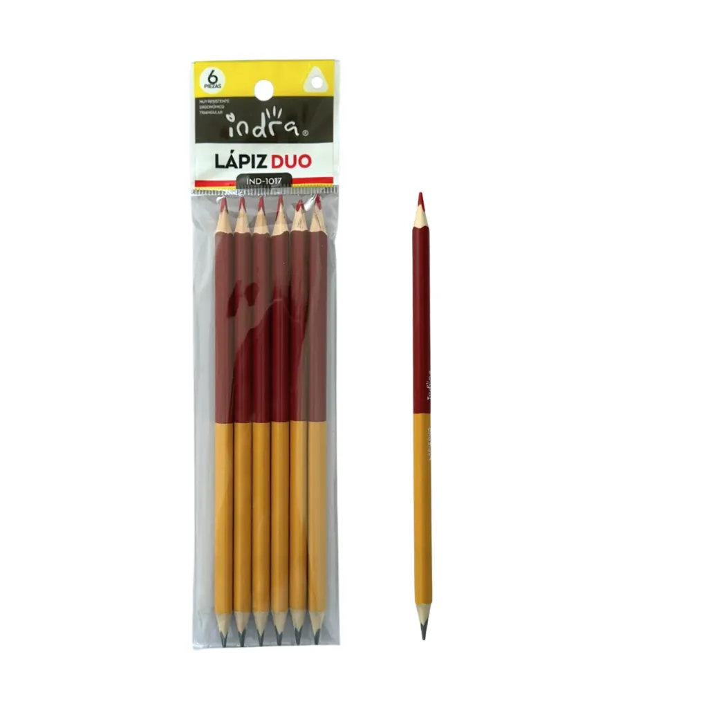 Bolsita 6 lapiz duo triangular IND-1017 (1 set de 6 piezas)