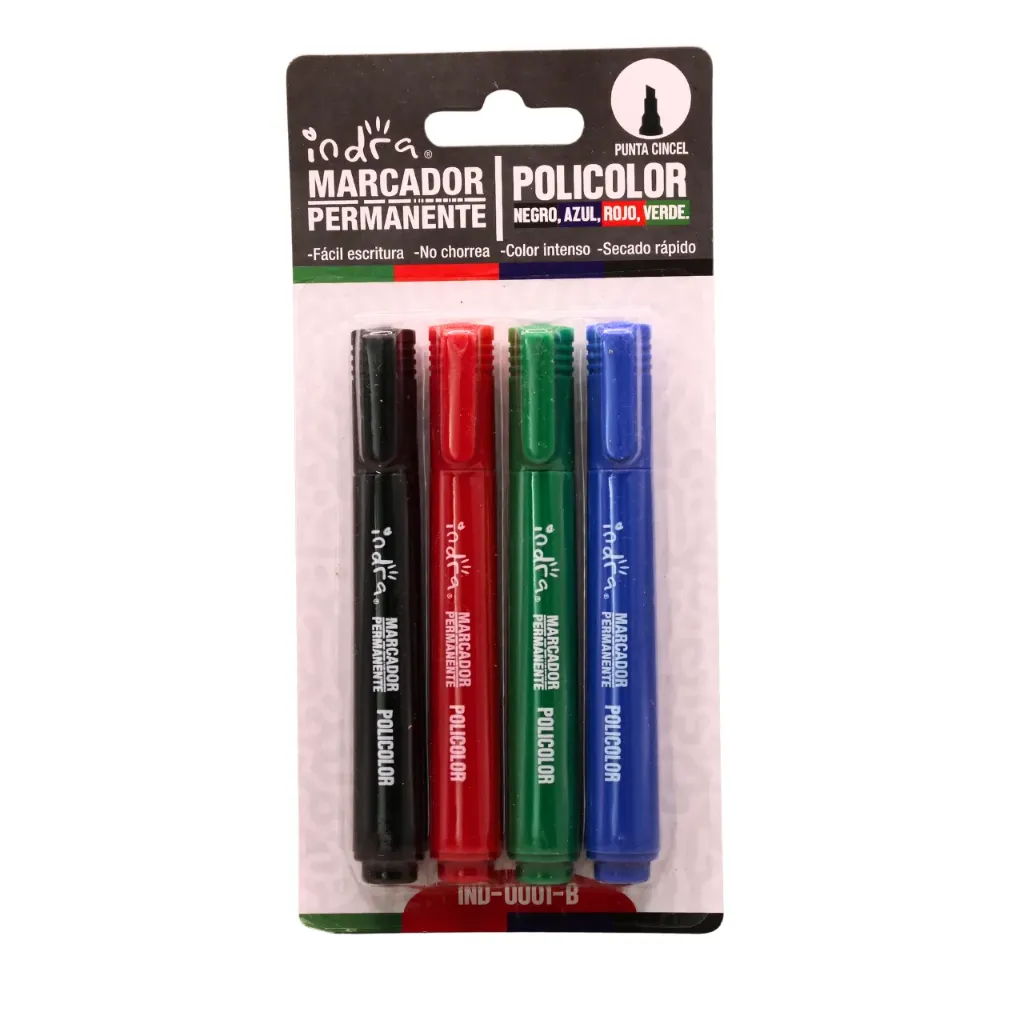 Set 4 marcador permanente surtido IND-0001B (1 set de 4 piezas)