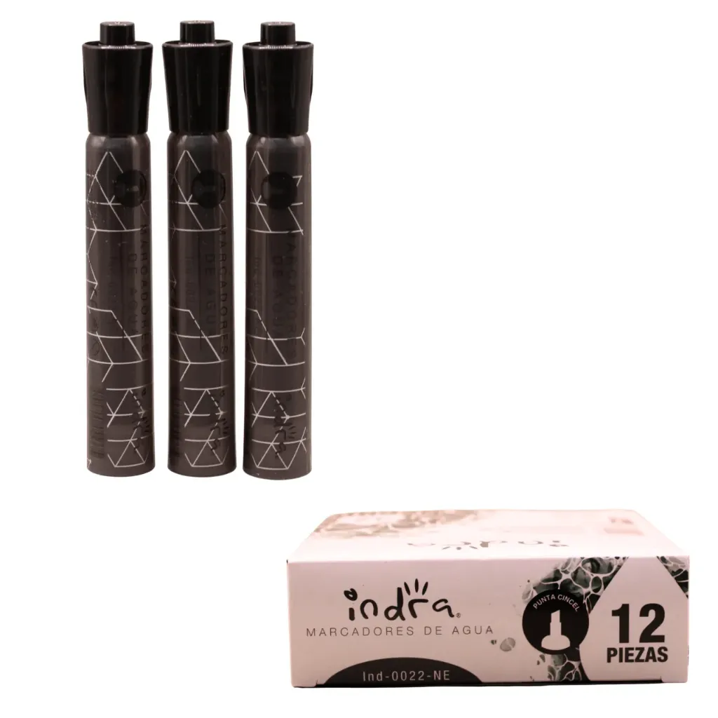Cajita 12 marcador de agua IND-0022-NEGRO (1 set de 12 piezas)