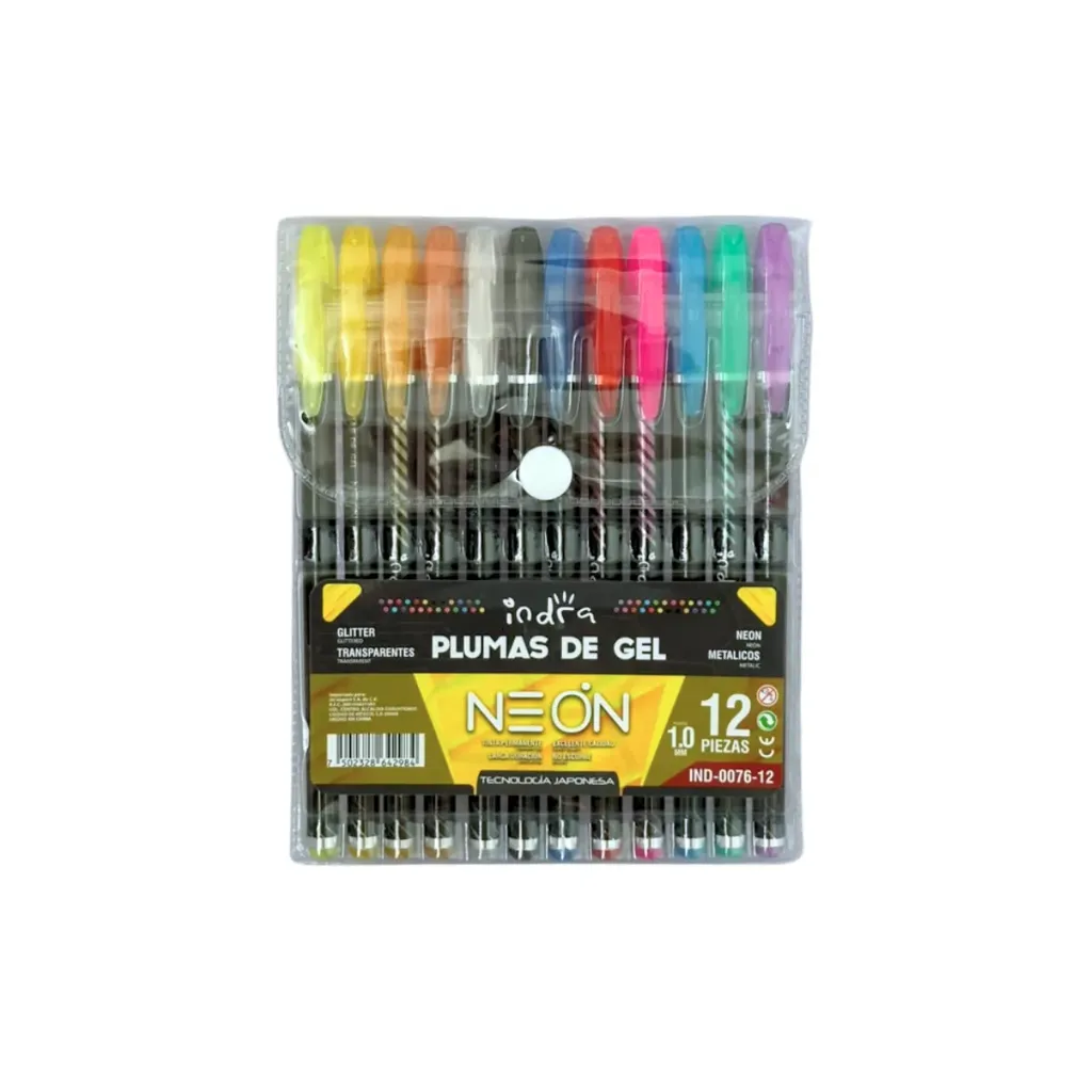 Set 12  plumas de gel punta 1mm IND-0076-12