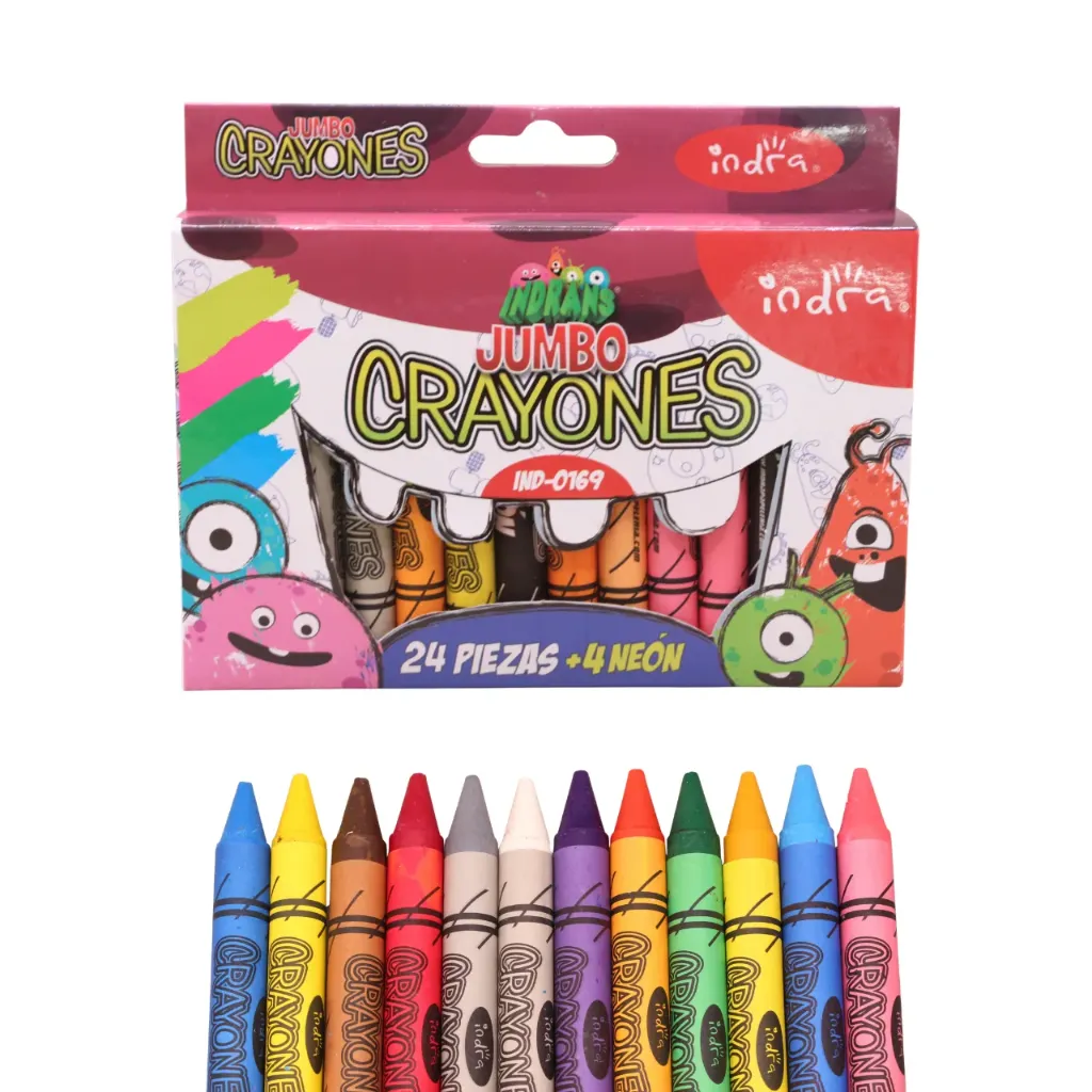 Set de 24+4 crayon jumbo redondo IND-0169 (1 set de 24 piezas)