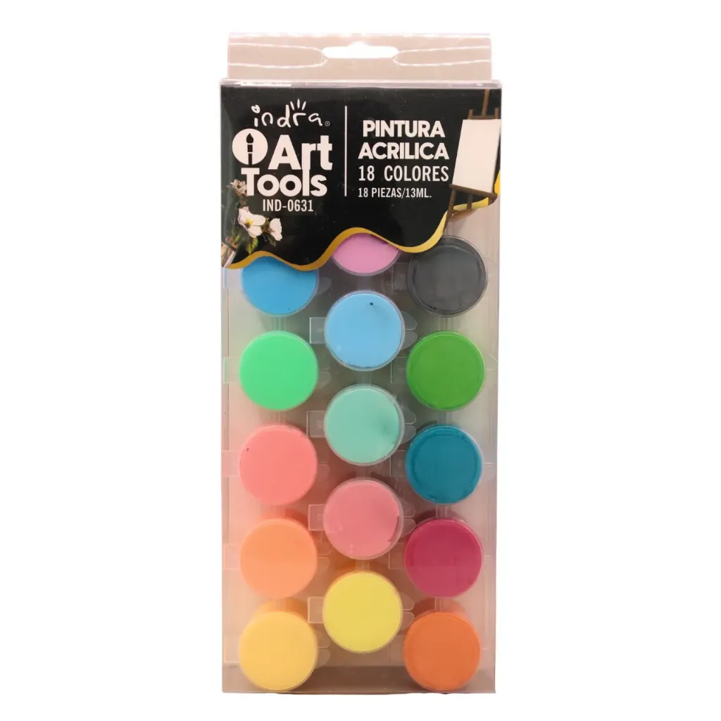 Set pintura acrilica 13ml 18 colores IND-0631