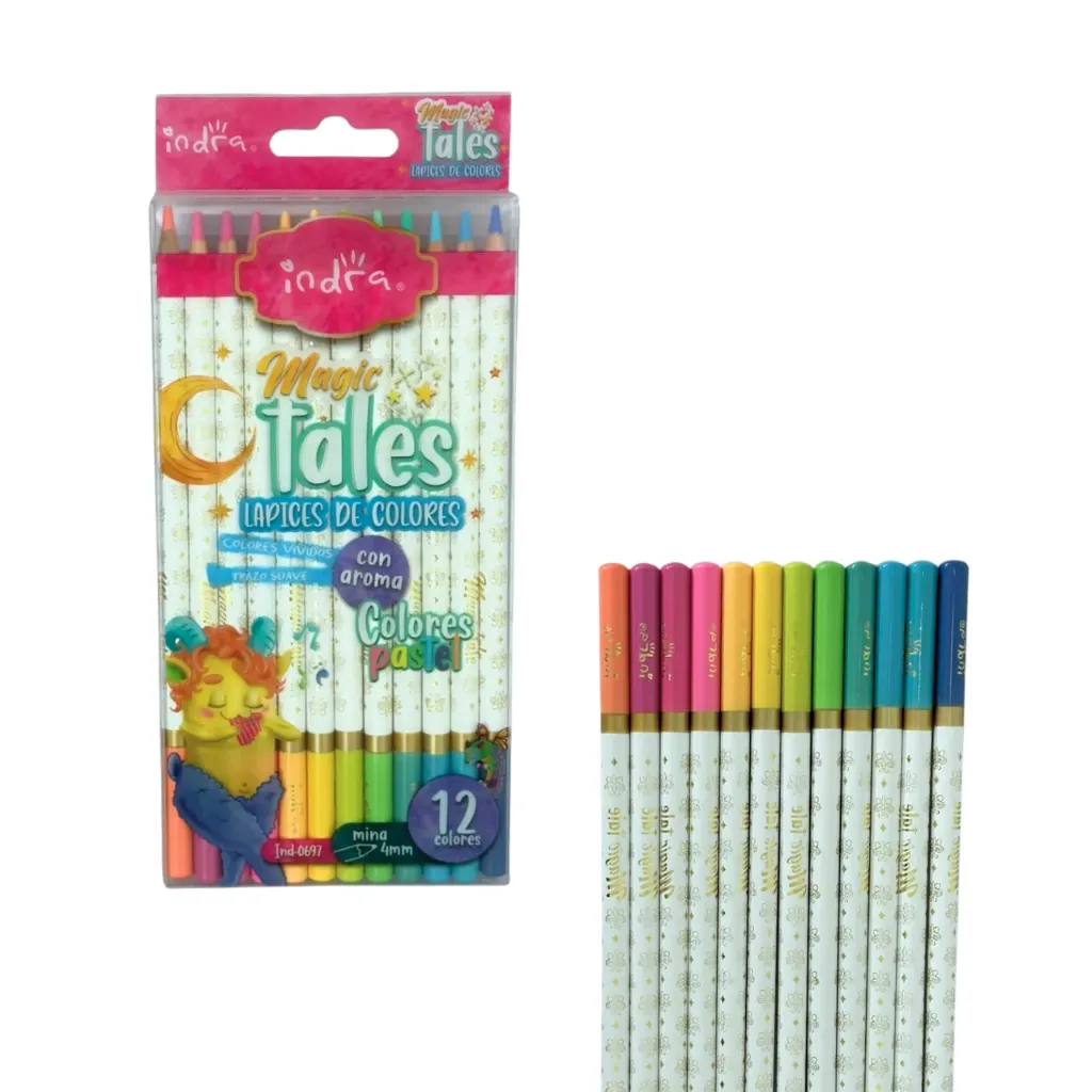 Set 12  colores pastel con aroma mina 4mm IND-0697