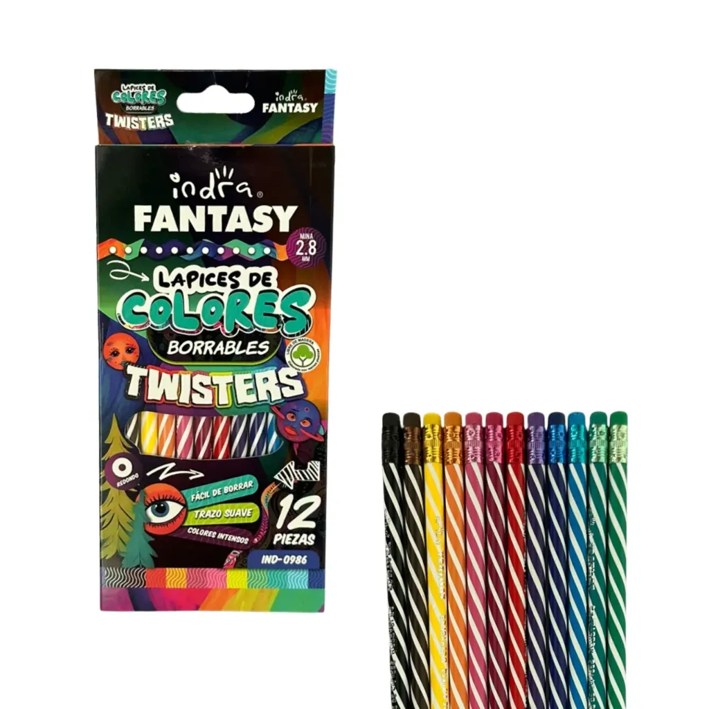 Set 12 colores de resina borrables twister 2.8mm IND-0986
