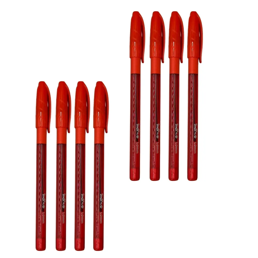 Cajita 12 pluma tinta roja punta 1mm IND-1187-R] (1 set de 12 piezas)