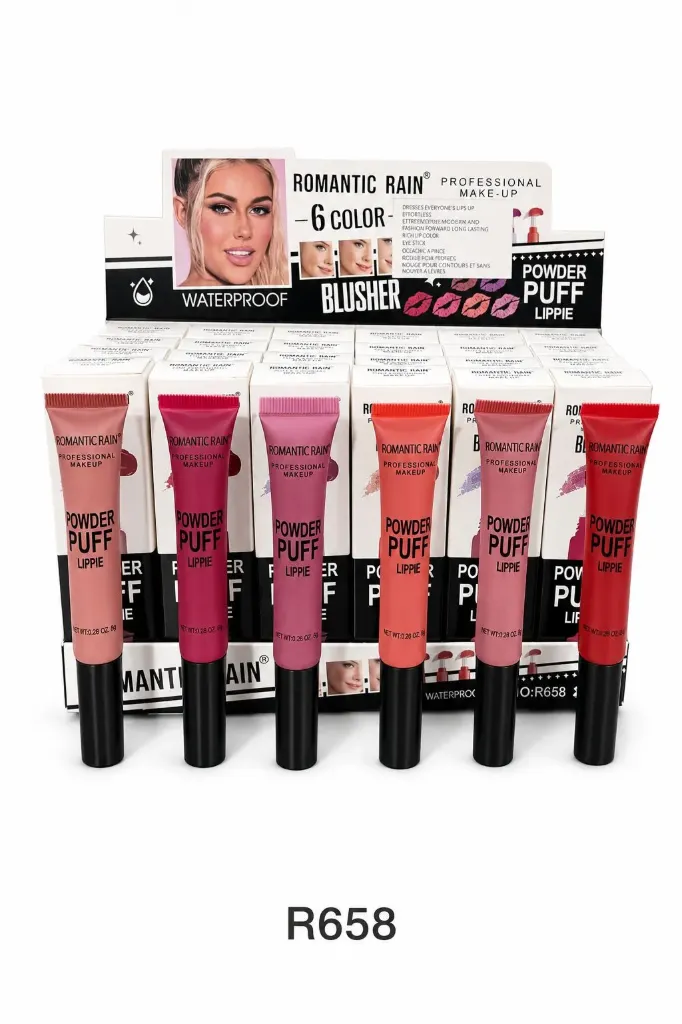 Rubor liquido con aplicador antiderrame en 6 tonos (24 pzs)